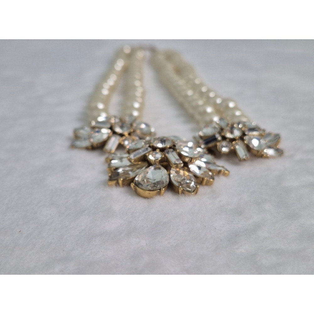 Necklace J. Crew Cream Gem Pearl Double Strand Statement Jewelry - Picture 14 of 16